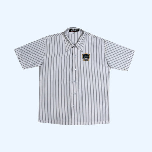 Striped shirt with a badge on a white background